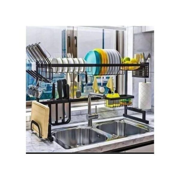 A Generic over-the-sink dish drying rack.